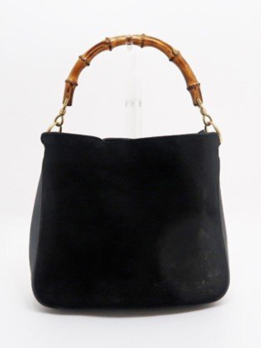 Gucci Leather and Suede Black Bag with Bamboo Handle